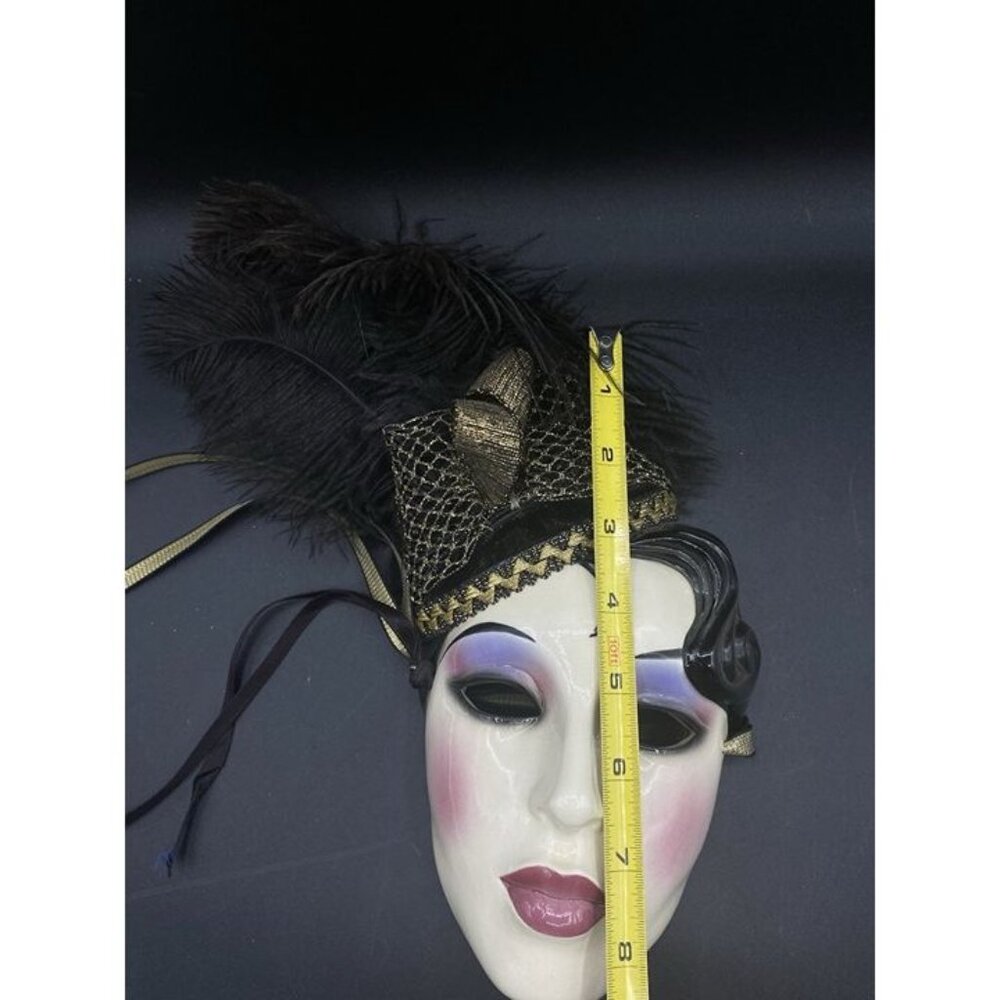 Clay Art 1029A Mardi Gras Woman Purple Shadow Black Feathers In Hat Vintage - Picture 2 of 9